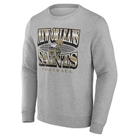 Men's Fanatics Heather Gray New Orleans Saints Chance Throwback Fleece Pullover Sweatshirt