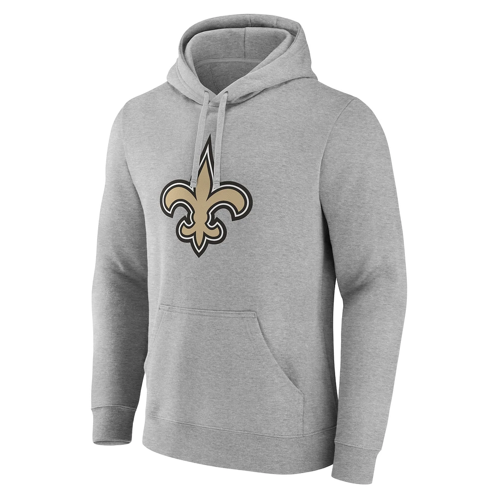 Men's Fanatics Heather Gray New Orleans Saints Deliver Fleece Pullover Hoodie