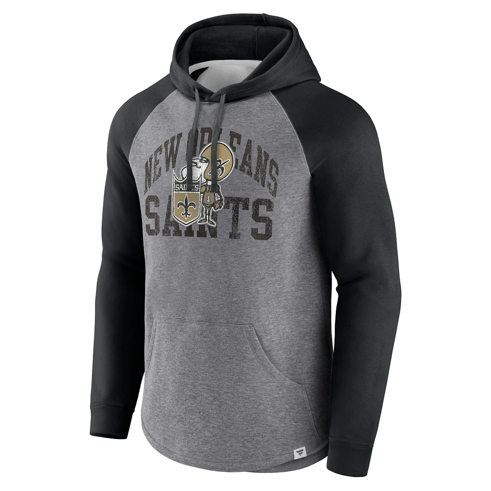 Men's Fanatics Heather Gray New Orleans Saints Favorite Arch Raglan Pullover Hoodie
