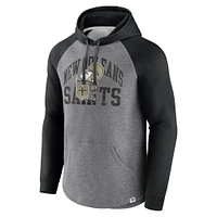 Men's Fanatics Heather Gray New Orleans Saints Favorite Arch Raglan Pullover Hoodie