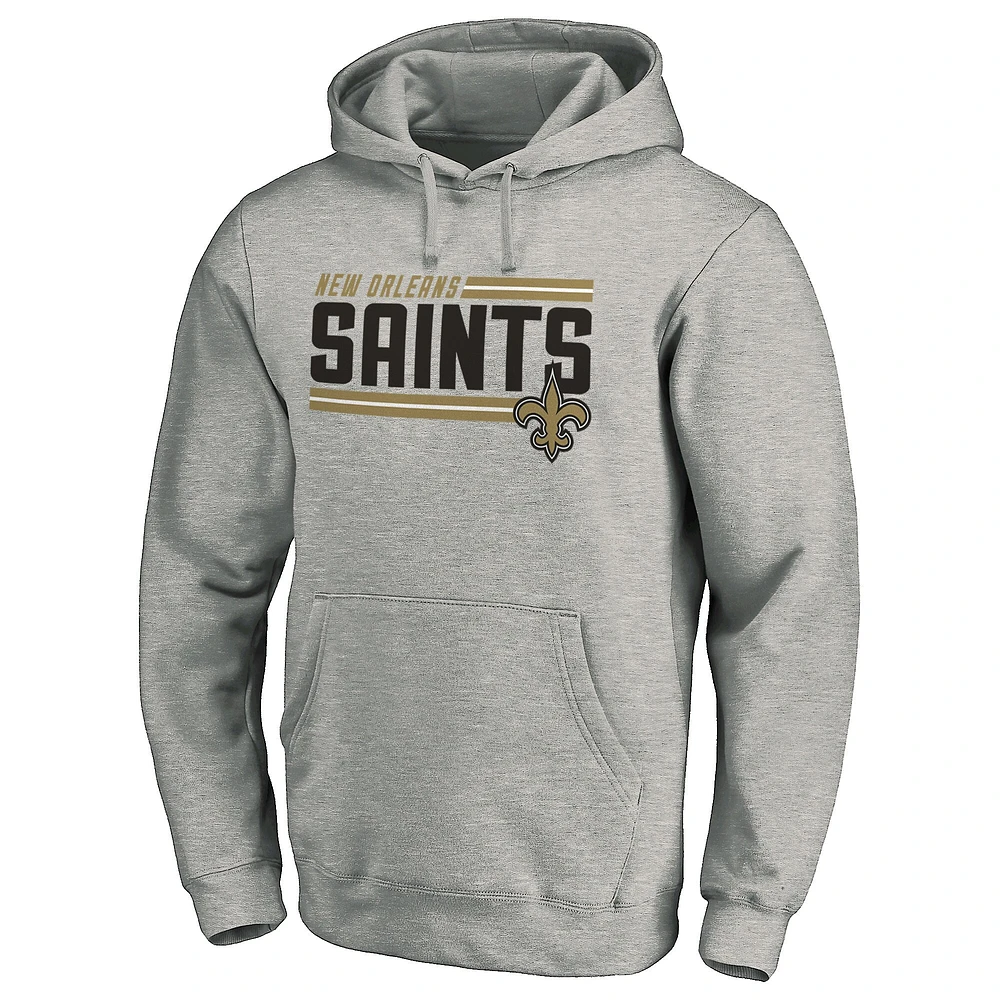 Men's Fanatics Heathered Charcoal New Orleans Saints Big & Tall On Side Stripe Pullover Hoodie