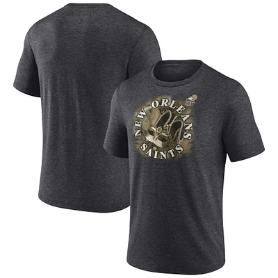 Men's Fanatics Heathered Charcoal New Orleans Saints Sporting Chance Tri-Blend - T-Shirt