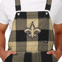 Men's FOCO  Black New Orleans Saints Big Logo Plaid Overalls