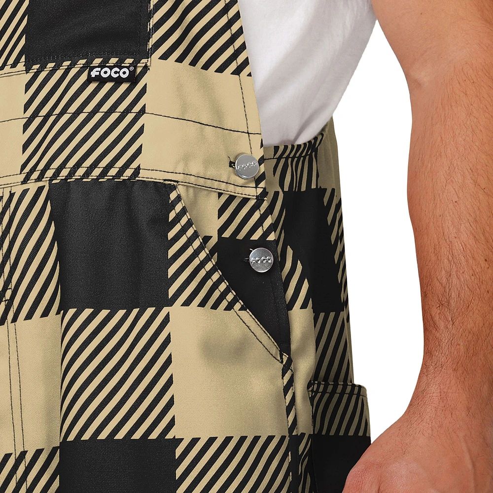 Men's FOCO  Black New Orleans Saints Big Logo Plaid Overalls