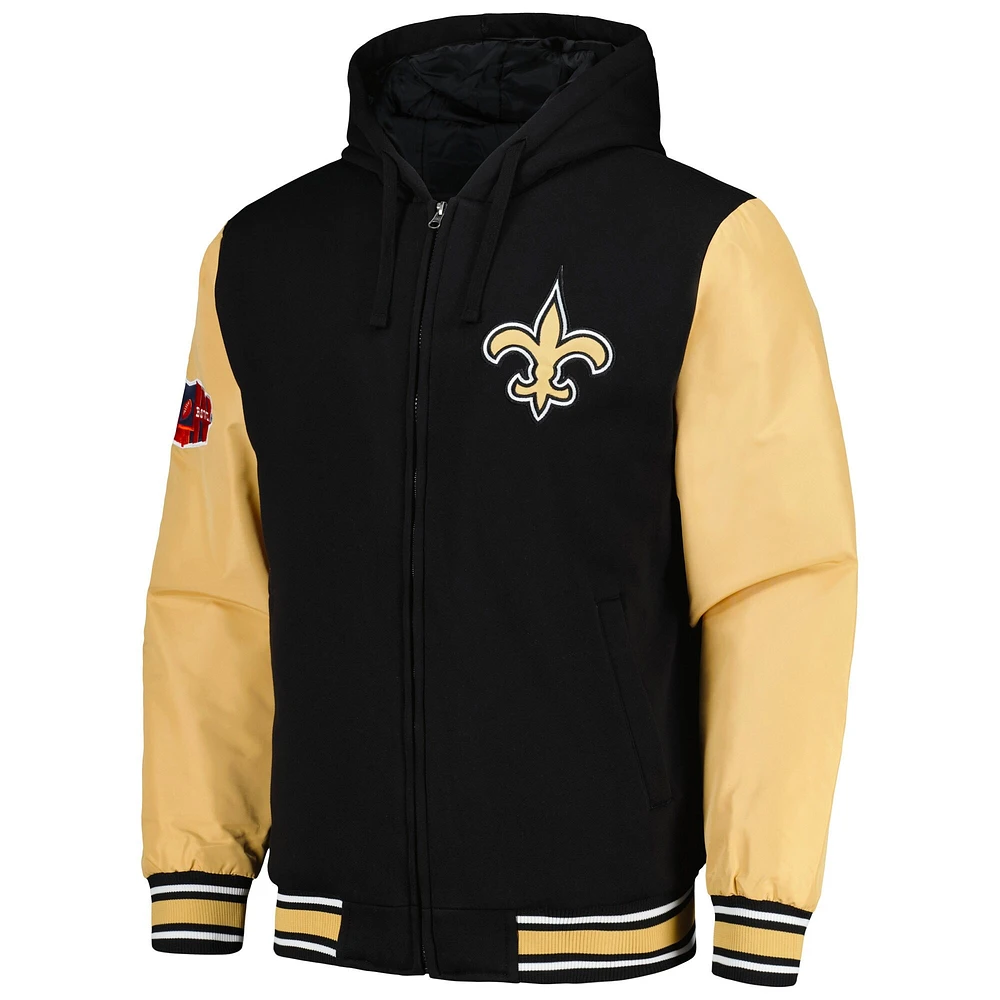 Men's G-III Sports by Carl Banks Black/Gold New Orleans Saints Player Option Full-Zip Hoodie