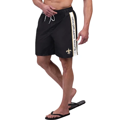 Short de bain G-III Sports by Carl Banks pour hommes, noir, New Orleans Saints Streamline Volley
