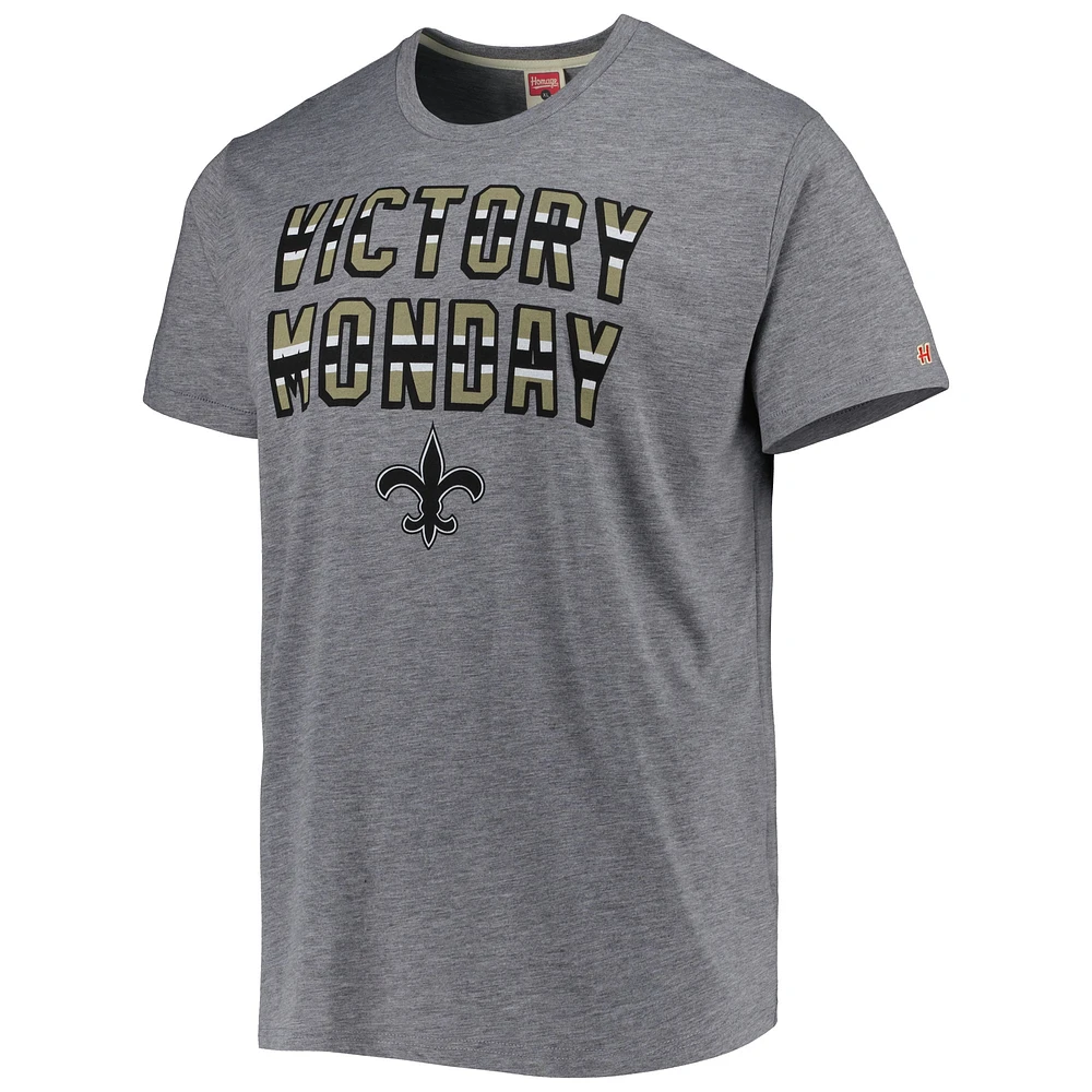 Men's Homage Gray New Orleans Saints Victory Monday Tri-Blend T-Shirt