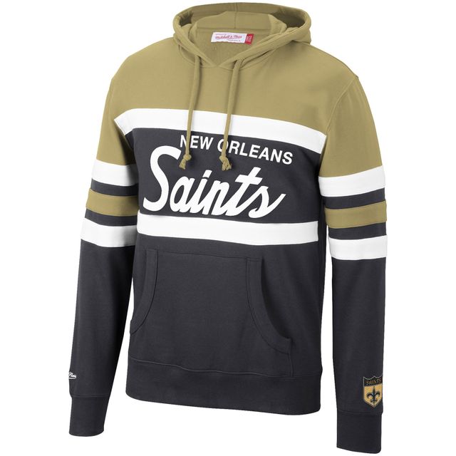 Pull Mitchell & Ness noir/or pour entraîneur-chef des Saints de la Nouvelle-Orléans hommes - Chandail à capuchon