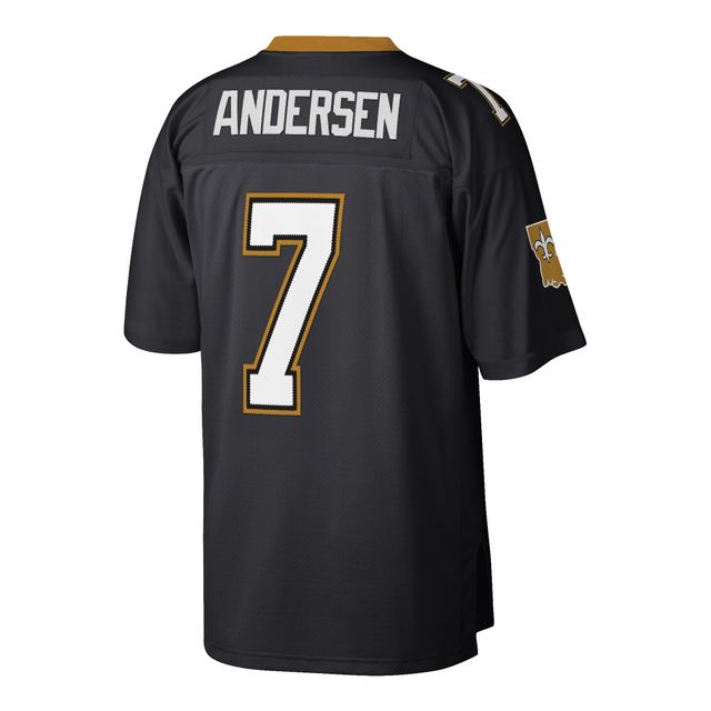 Maillot réplique Mitchell & Ness Morten Andersen noir pour hommes des Saints de la Nouvelle-Orléans, joueur retraité Legacy