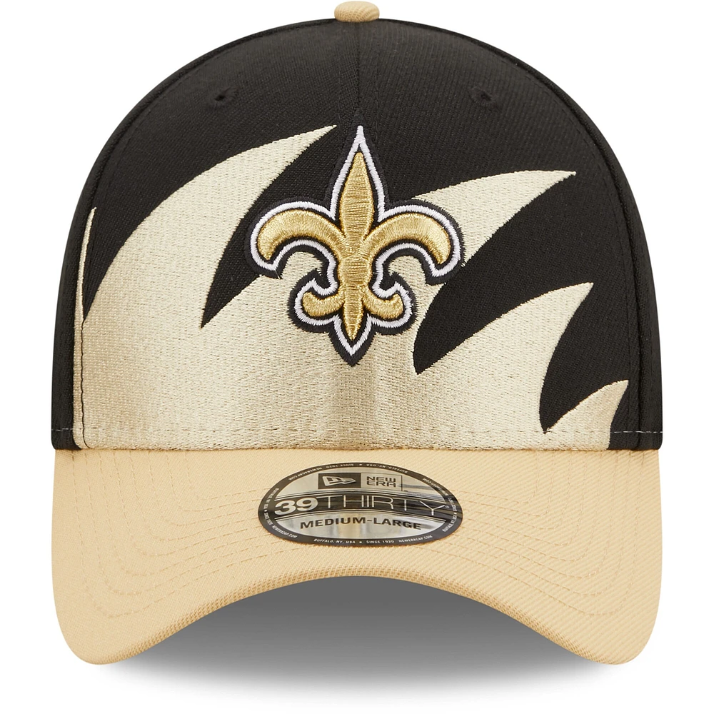 New Era pour hommes Orleans Saints Surge 39THIRTY Noir/Or - Casquette Flex