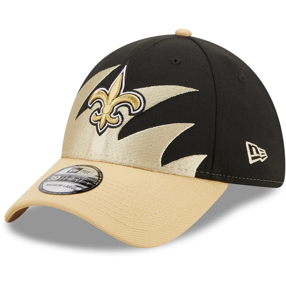 New Era pour hommes Orleans Saints Surge 39THIRTY Noir/Or - Casquette Flex