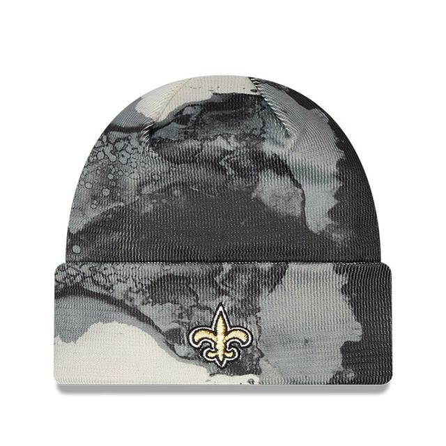 New Era New Orleans Saints 2022 Sideline pour homme - Noir - Bonnet en tricot à revers teint à l'encre