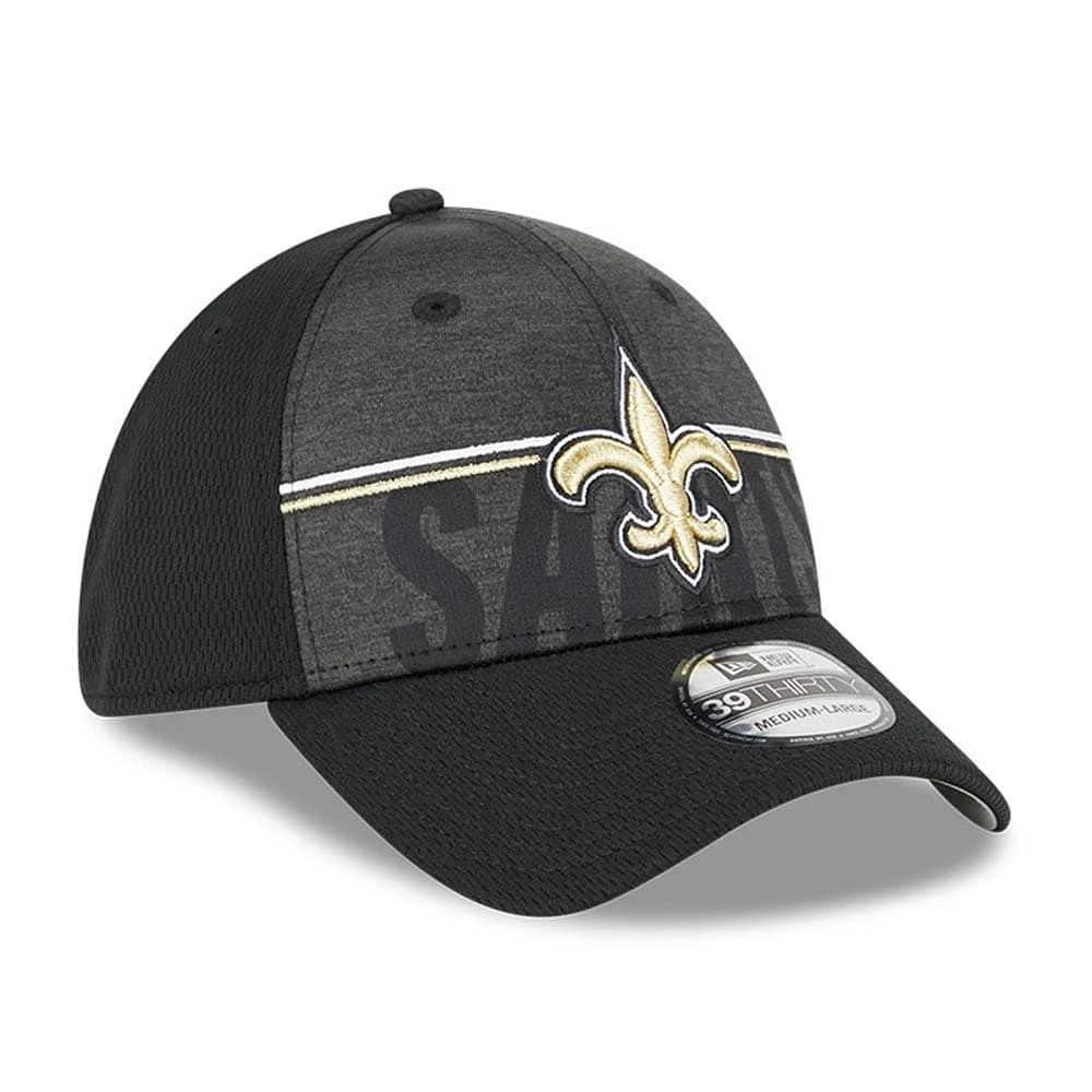 Men's New Era Black Orleans Saints 2023 NFL Training Camp 39THIRTY Flex Fit Hat