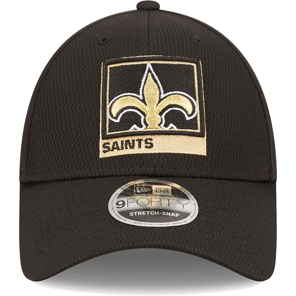 Men's New Era Black New Orleans Saints A-Frame - 9FORTY Snapback Hat