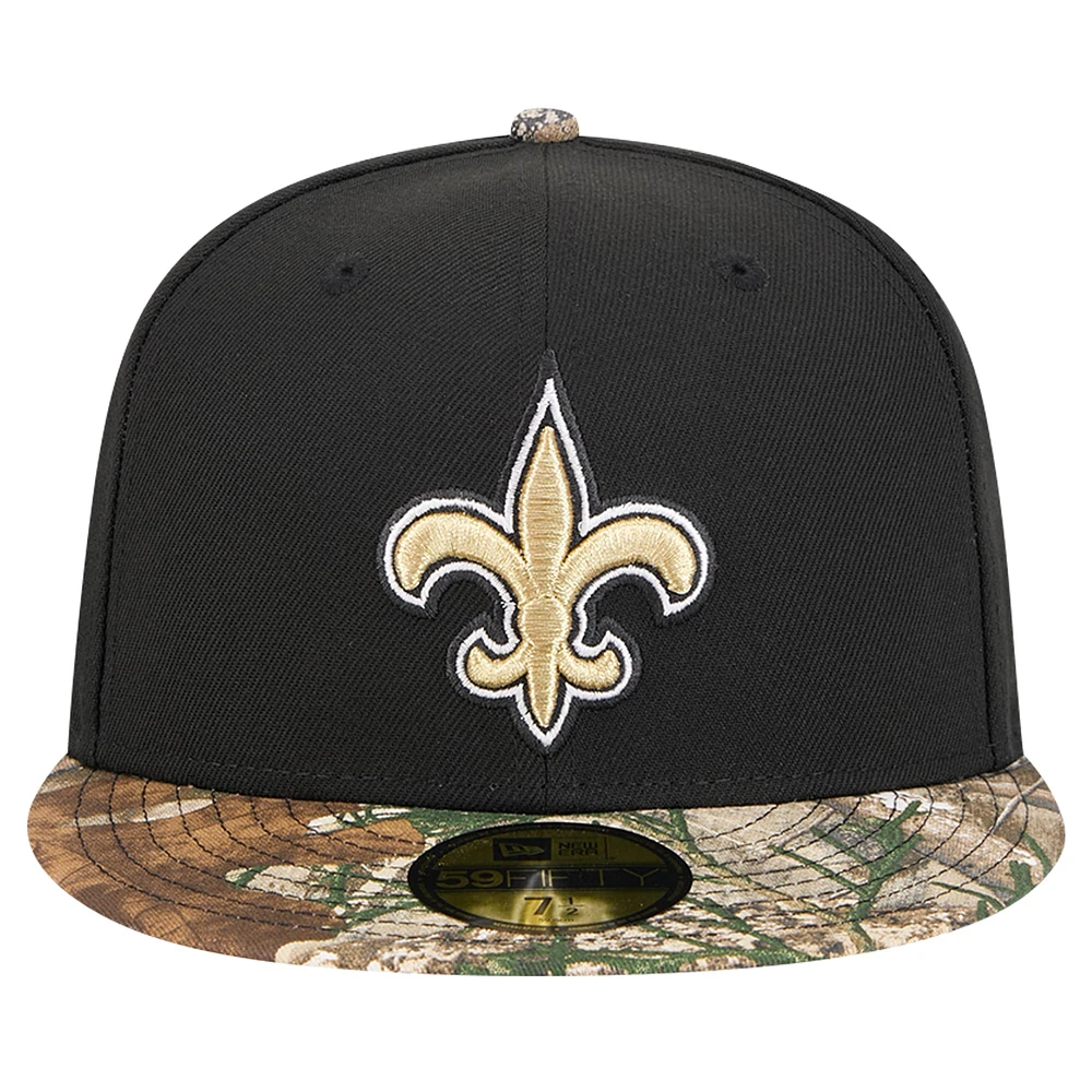 Men's New Era Black Orleans Saints Active Two-Tone Camo 59FIFTY Fitted Hat