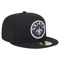 Men's New Era Black Orleans Saints Checkered 59FIFTY Fitted Hat