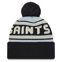 Men's New Era Black New Orleans Saints Main Cuffed Knit Hat with Pom
