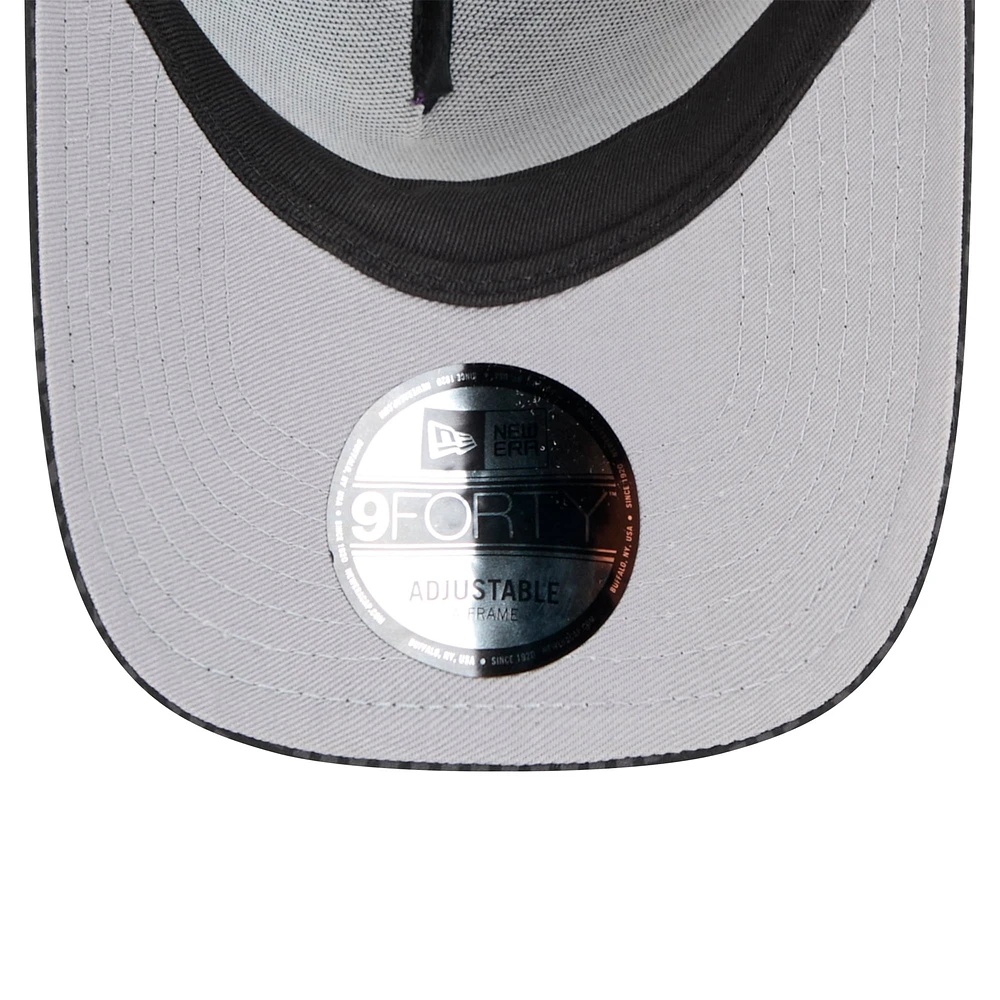 Men's New Era Black New Orleans Saints  Midnight Ink Tonal Text A-Frame Trucker 9FORTY Adjustable Hat
