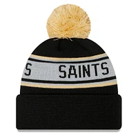 Men's New Era Black New Orleans Saints Repeat - Cuffed Knit Hat with Pom
