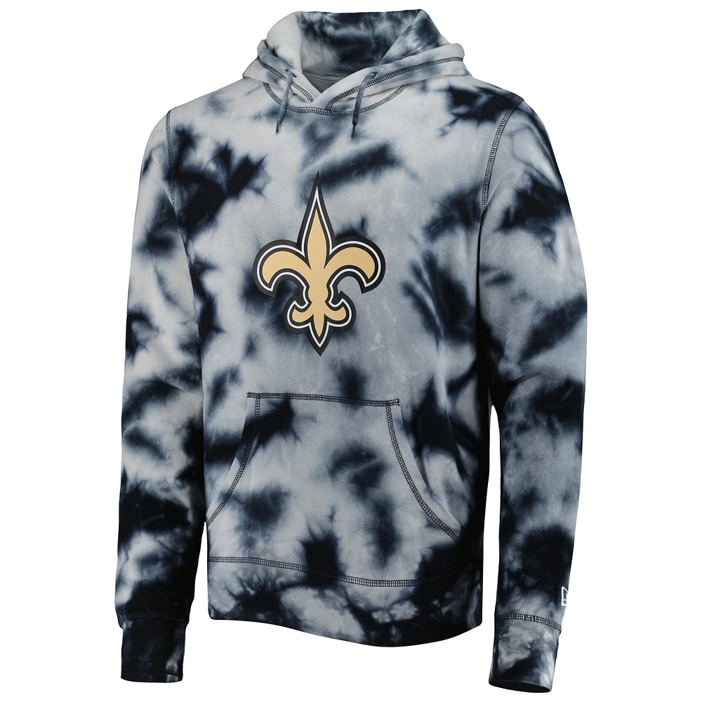 Men's New Era Black Orleans Saints Team Tie-Dye Pullover Hoodie