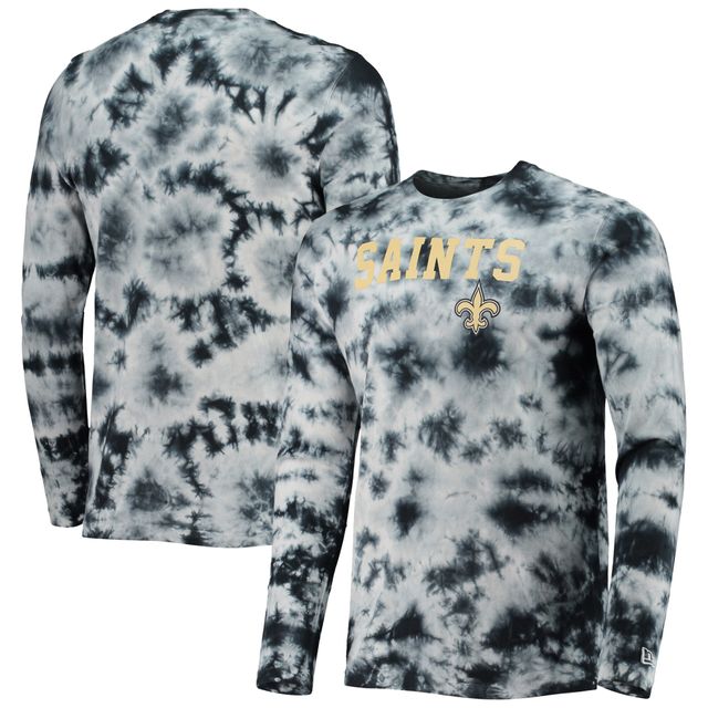 T-shirt à manches longues tie-dye noir New Orleans Saints Era pour homme