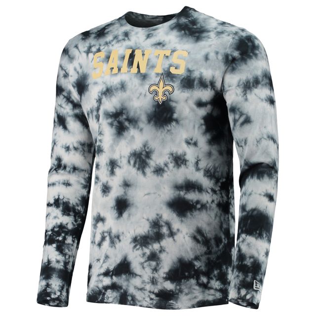 T-shirt à manches longues tie-dye noir New Orleans Saints Era pour homme