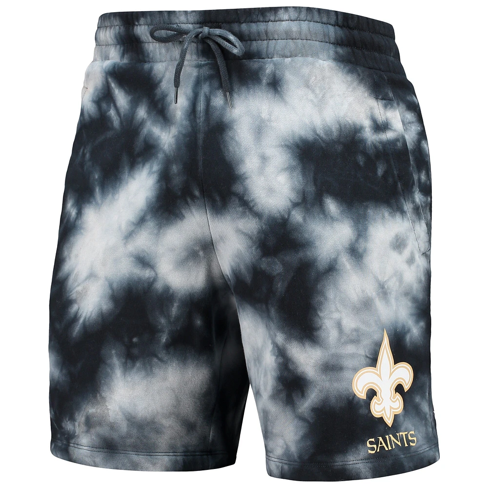 Men's New Era Black Orleans Saints Tie-Dye Shorts