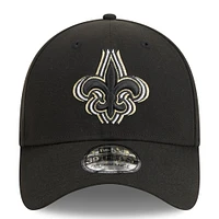 Men's New Era Black Orleans Saints  Triple Outline 39THIRTY Flex Hat