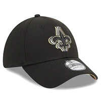 Men's New Era Black Orleans Saints  Triple Outline 39THIRTY Flex Hat