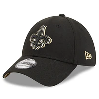 Men's New Era Black Orleans Saints  Triple Outline 39THIRTY Flex Hat