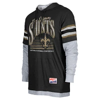 Men's New Era Black Orleans Saints Twofer Long Sleeve Hooded T-Shirt
