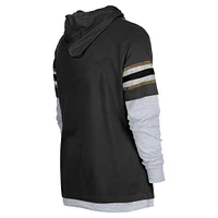 Men's New Era Black Orleans Saints Twofer Long Sleeve Hooded T-Shirt