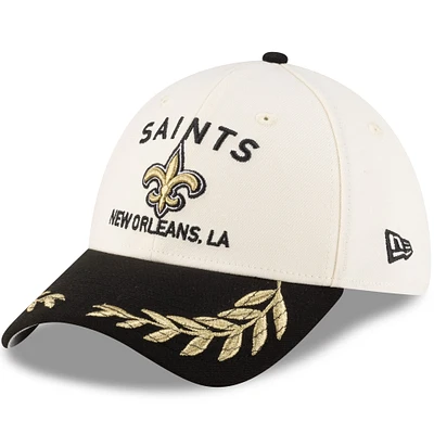 Casquette New Era 39THIRTY Flex crème/noir pour homme des Saints de la Nouvelle-Orléans, draft NFL 2025