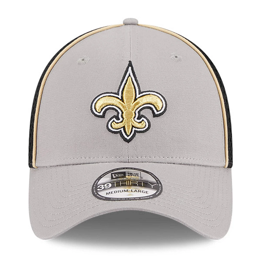 Men's New Era Gray/Black Orleans Saints  Pipe 39THIRTY Flex Hat