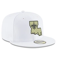 Men's New Era White Orleans Saints Omaha Alternate Logo 59FIFTY Fitted Hat