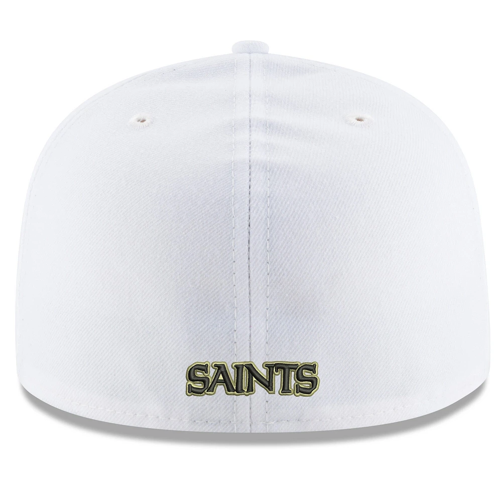 Men's New Era White Orleans Saints Omaha Alternate Logo 59FIFTY Fitted Hat