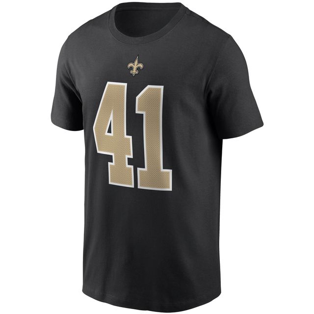 T-shirt avec nom et numéro Nike Alvin Kamara pour hommes, noir, New Orleans Saints