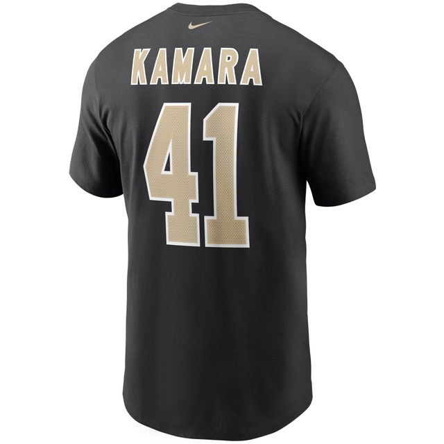 T-shirt avec nom et numéro Nike Alvin Kamara pour hommes, noir, New Orleans Saints