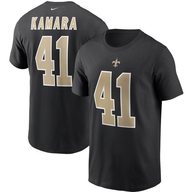 T-shirt avec nom et numéro Nike Alvin Kamara pour hommes, noir, New Orleans Saints