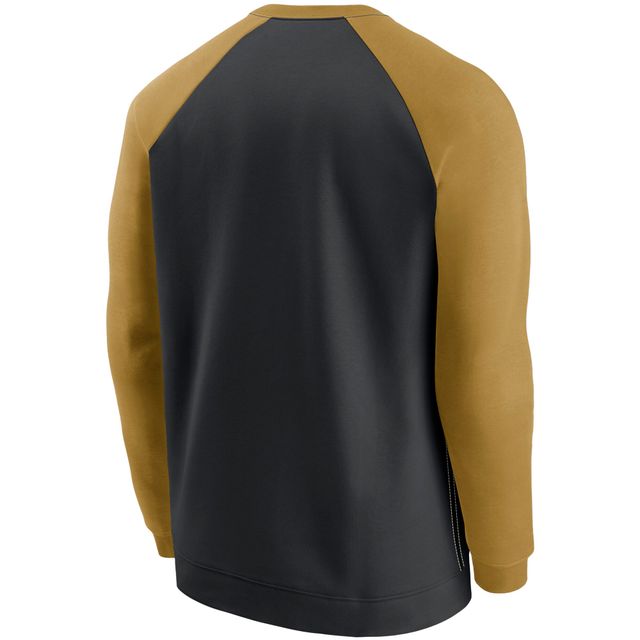 Chandail de performance à raglan historique des Saints la Nouvelle-Orléans Nike pour hommes, noir/or
