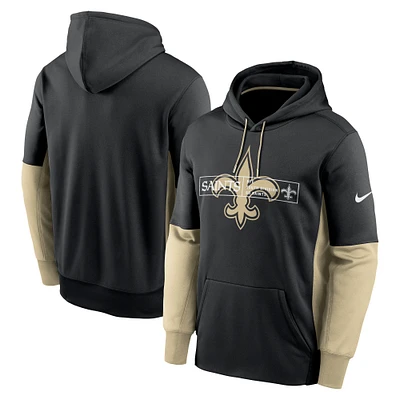 Sweat à capuche Nike New Orleans Saints Color Block Performance en polaire pour homme, noir
