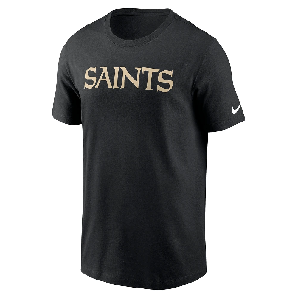Men's Nike Black New Orleans Saints Primetime Wordmark Essential T-Shirt