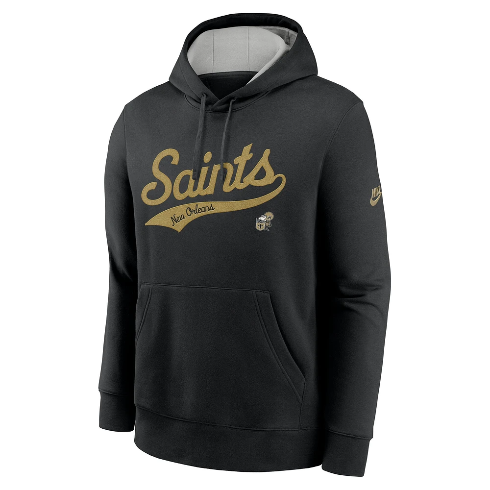 Men's Nike Black New Orleans Saints Rewind Club Logo Pullover Hoodie