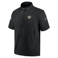 Men's Nike  Black New Orleans Saints Sideline Coach Short Sleeve Hoodie Quarter-Zip Jacket