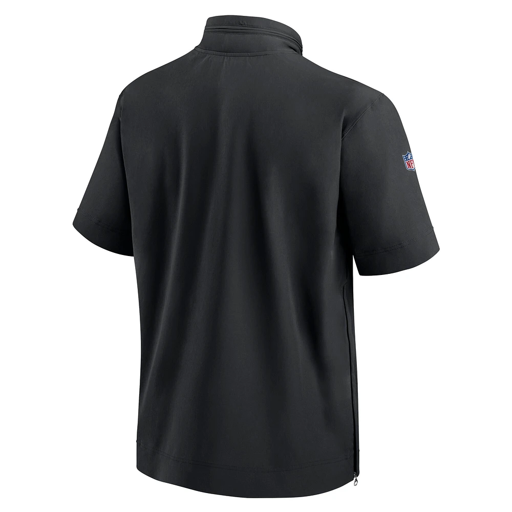 Men's Nike  Black New Orleans Saints Sideline Coach Short Sleeve Hoodie Quarter-Zip Jacket