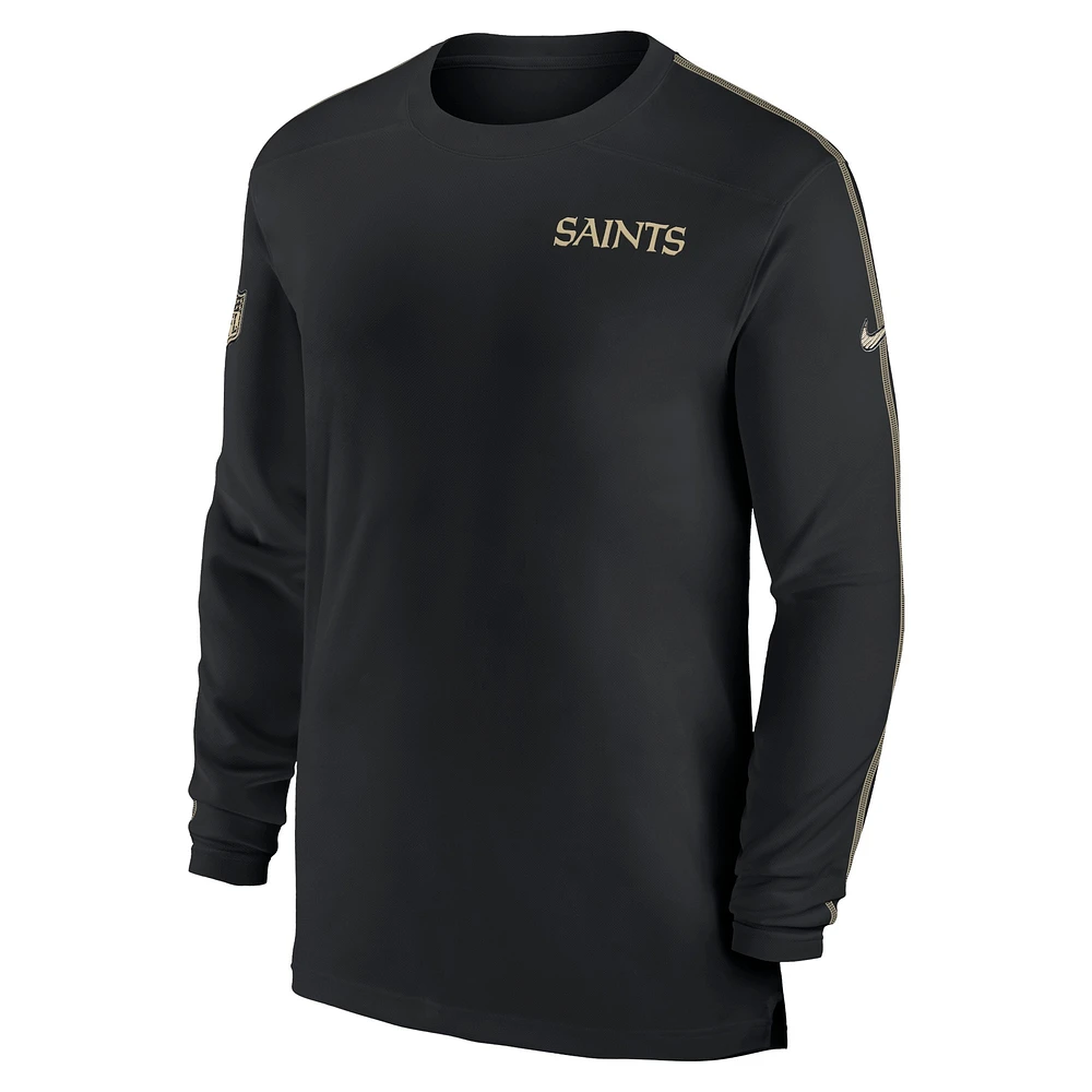 Men's Nike Black New Orleans Saints Sideline Coach UV Performance Long Sleeve T-Shirt