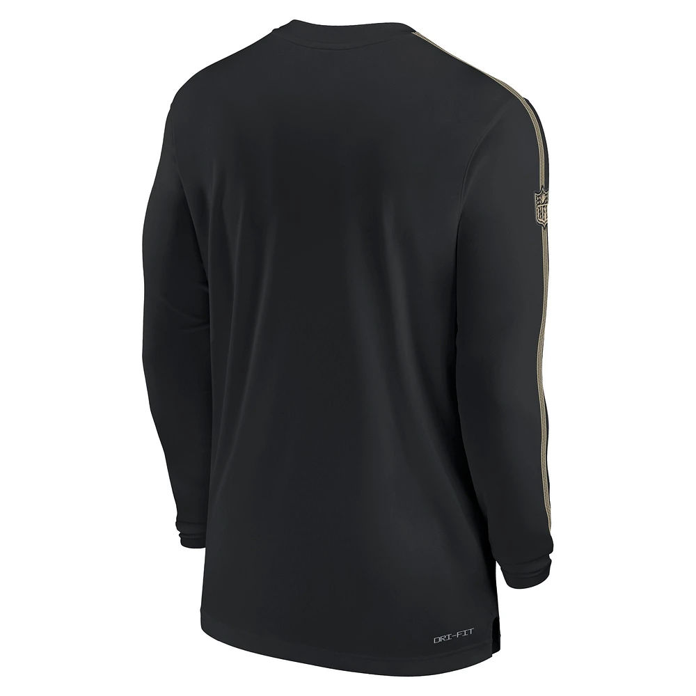 Men's Nike Black New Orleans Saints Sideline Coach UV Performance Long Sleeve T-Shirt