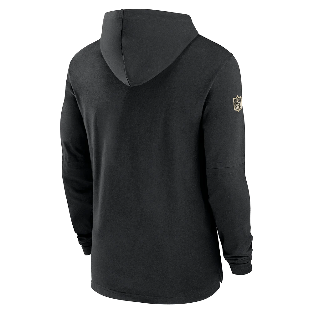 Men's Nike Black New Orleans Saints Sideline Hoodie Performance Long Sleeve T-Shirt