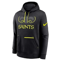 Sweat à capuche Nike New Orleans Saints Volt Fleece noir pour homme