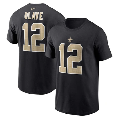 T-shirt avec nom et numéro du joueur des New Orleans Saints Nike Chris Olave pour homme, noir